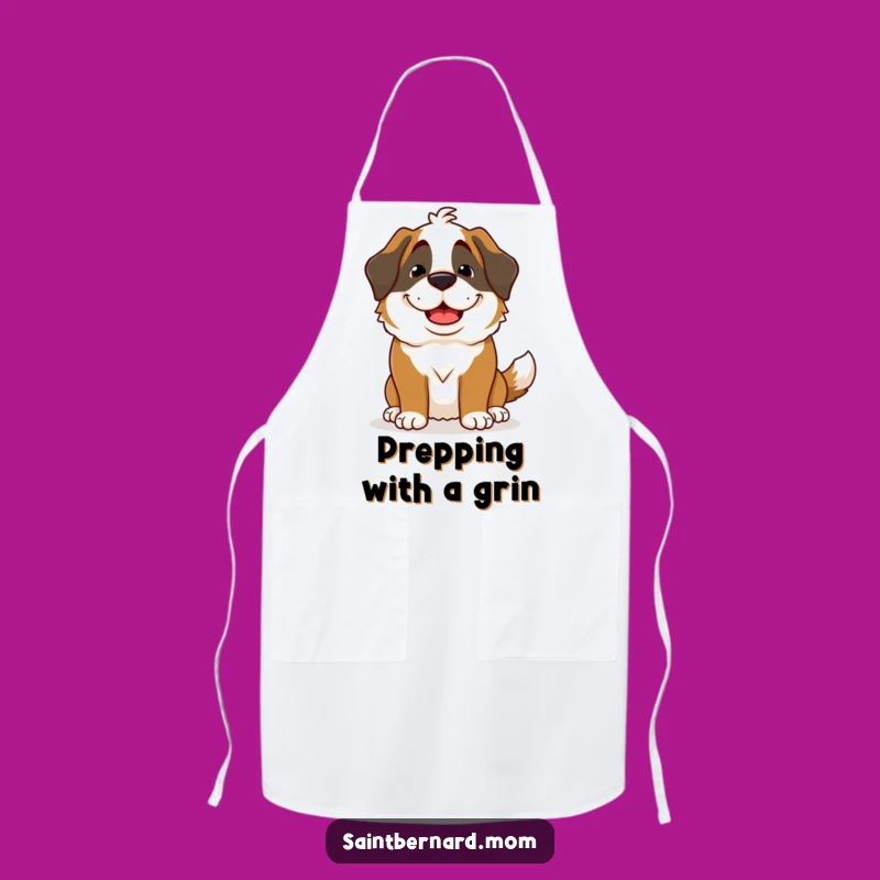 Funny Saint Bernard Lady Apron: Goofy Grin Chef, Perfect Kitchen Gift