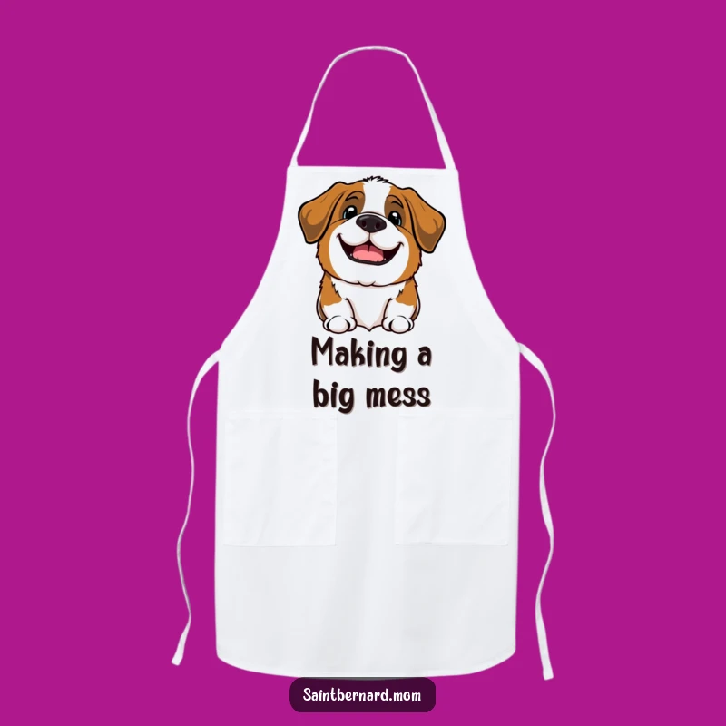 Funny Kawaii Saint Bernard Dog Apron: Hearty Bark Kitchen Gift!