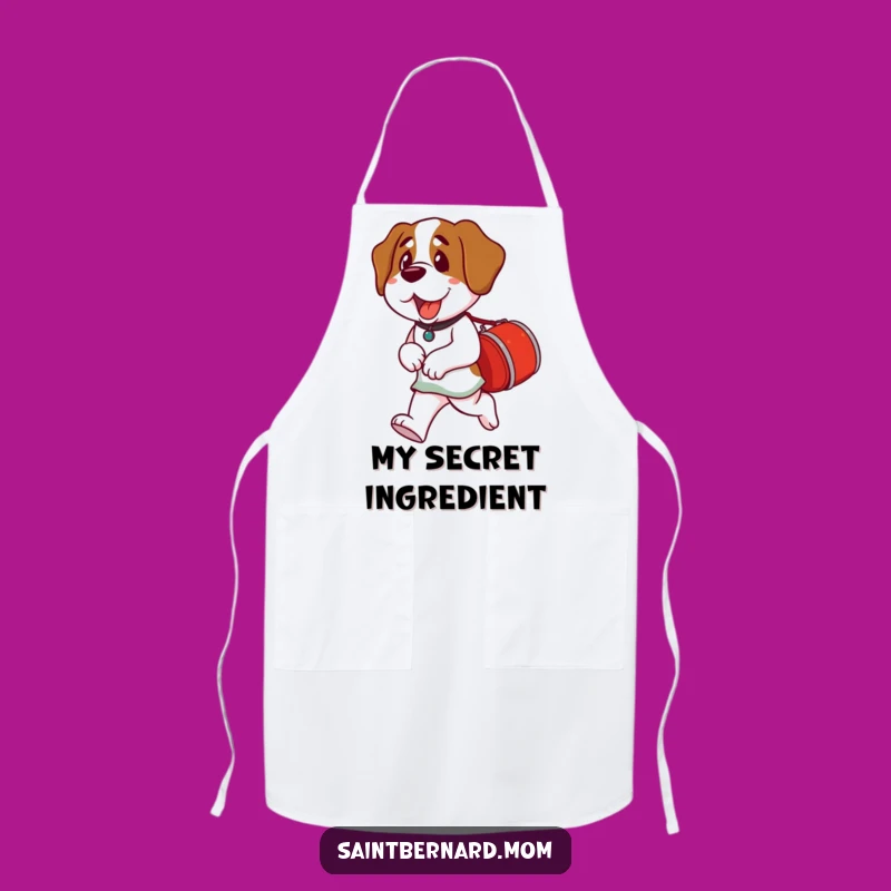 Funny Saint Bernard Lady Apron: Barrel Chef, Ready To Serve Gift