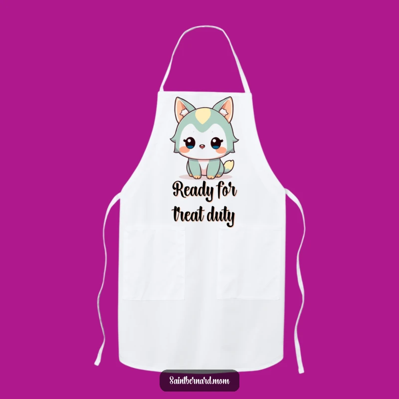 Funny Kitchen Apron: Alert Wagging Dog Character, Perfect Chef's Gift