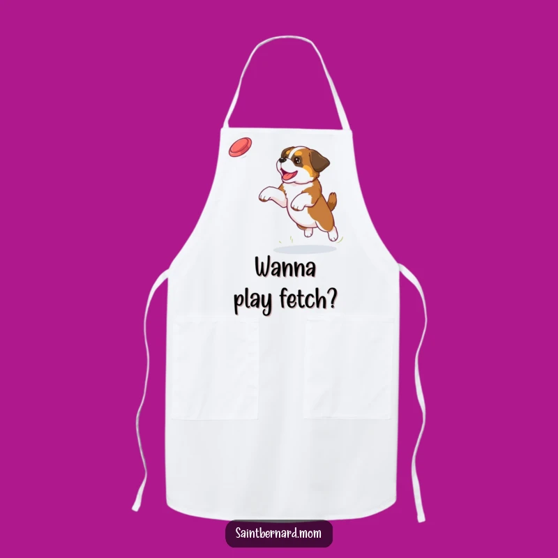 Funny Saint Bernard Puppy Chef Apron - Playful Dog Lover Kitchen Gift