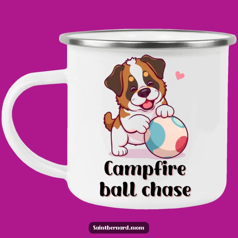 Funny Saint Bernard Lady Camping Mug: Playful Pal, Outdoor Fun Gift