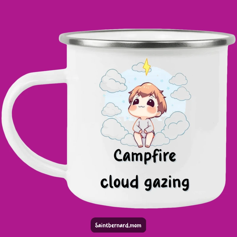 Funny Contented Cloud Gazing Character Camping Mug: Durable Dreamer Cup, Outdoor Funny Gift
