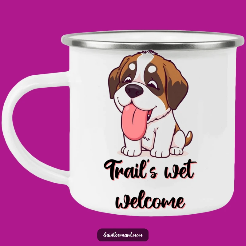 Funny Kawaii Saint Bernard Camping Mug: Happy Licks in the Great Outdoors