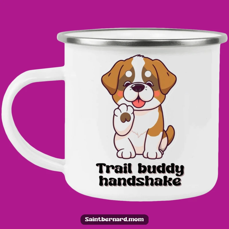 Funny Kawaii Saint Bernard Paw Camping Mug - Friendly Outdoor Companion