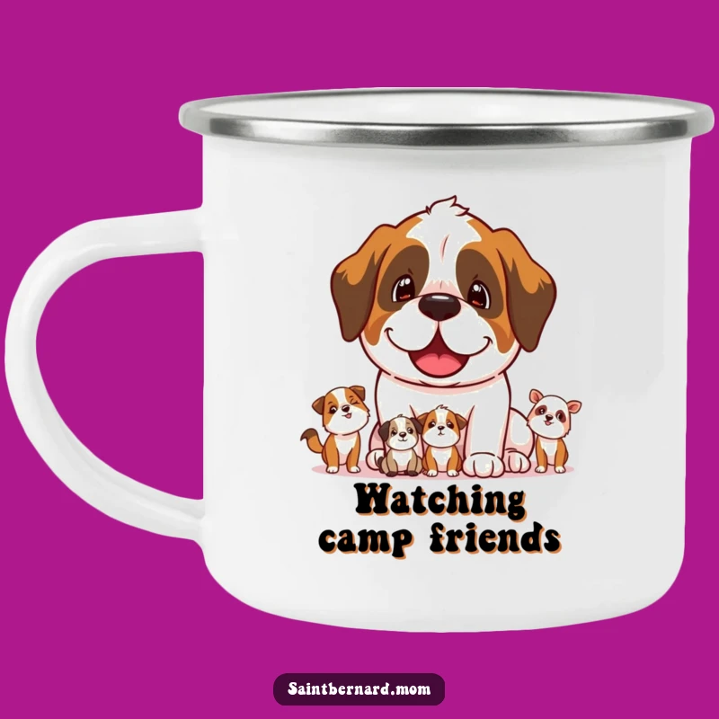 Funny Saint Bernard Protector Camping Mug - Adventure & Care!