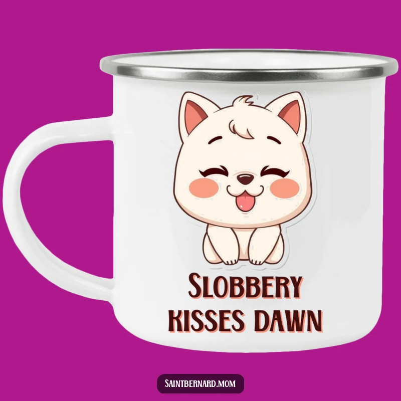 Funny Slobbery Kiss Character Camping Mug: Durable Grin Cup, Outdoor Funny Gift