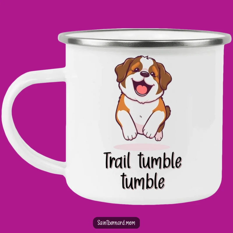 Funny Kawaii Saint Bernard Camping Mug: Happy Roll Glee for Outdoor Adventures