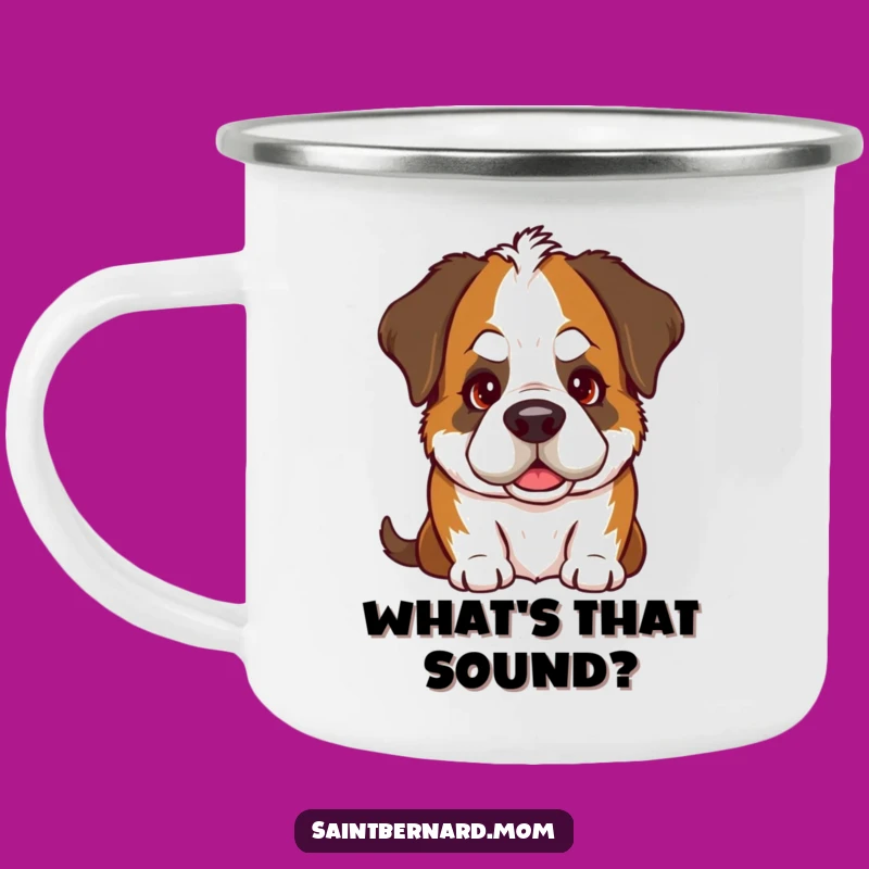 Durable Funny Saint Bernard Head Tilt Camping Mug: Goofy Dog's Warm Gaze