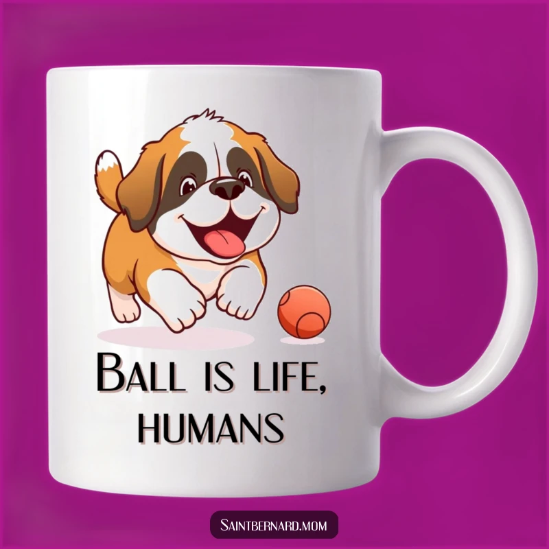Funny Saint Bernard Joyful Ball Chase Mug - Perfect Dog Lover Gift