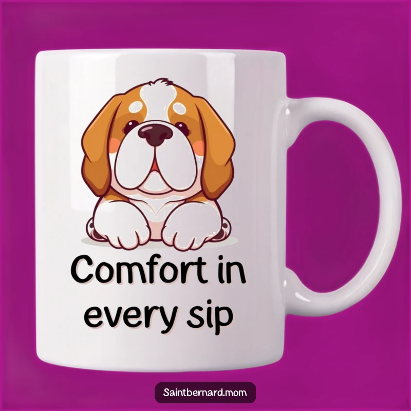 Funny Kawaii Saint Bernard Dog Mug: Soft Nuzzle Comfort Gift!