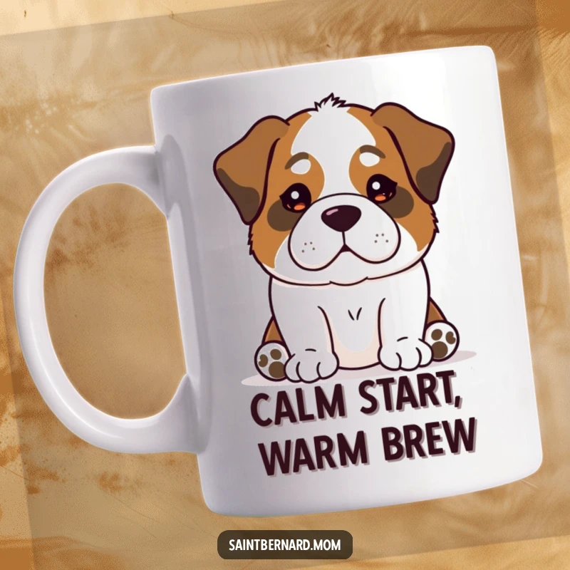 Funny Saint Bernard dog mug with a calm, reassuring presence, a peaceful and humorous gift for dog lovers.