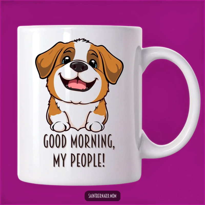 Funny Kawaii Saint Bernard Dog Mug: Hearty Bark Welcome Gift!