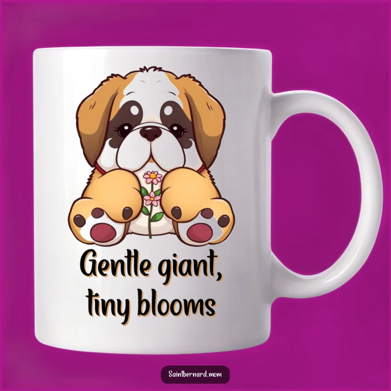 Funny Saint Bernard Paws Flower Mug - Adorable Gentle Giant Gift Idea