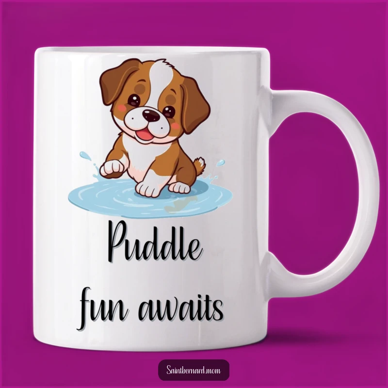 Funny Kawaii Saint Bernard Mug - Playful Puddle Splash Gift for Dog Lovers