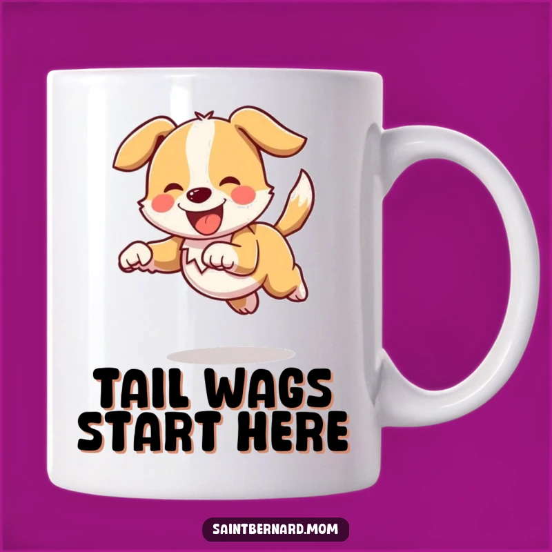 Funny Bounding Doggo Mug: Happy Tail Wagging Energy Funny Gift