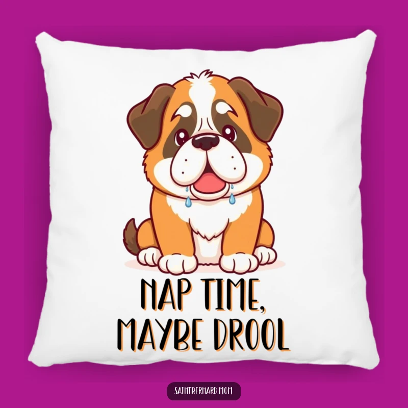 Comforting Funny Saint Bernard Drool Pillow: Cozy & Humorous Dog Lover Decor!
