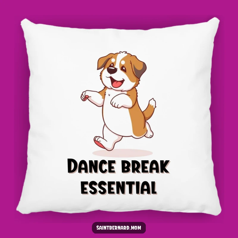 Cozy Funny Saint Bernard Puppy Dance Pillow - Joyful Dog Lover Gift