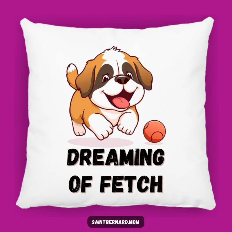 Funny Saint Bernard Joyful Ball Chase Pillow - Comfy Dog Accent