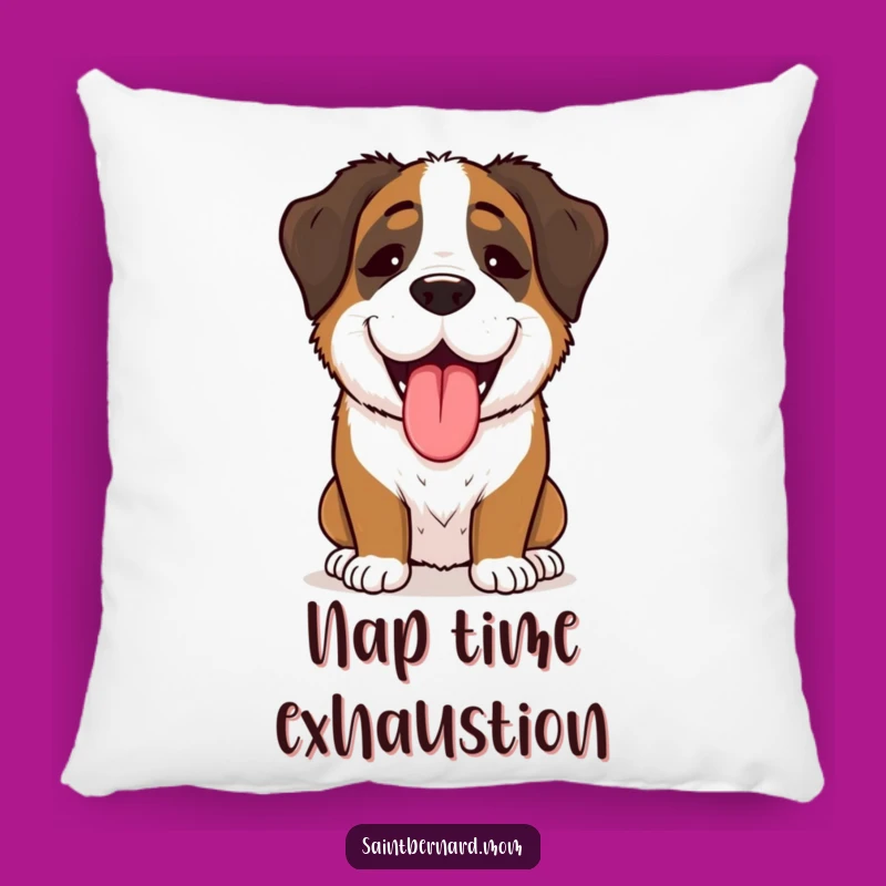 Funny Saint Bernard Lady Pillow: Happy Panting, Comfy & Humorous Accent
