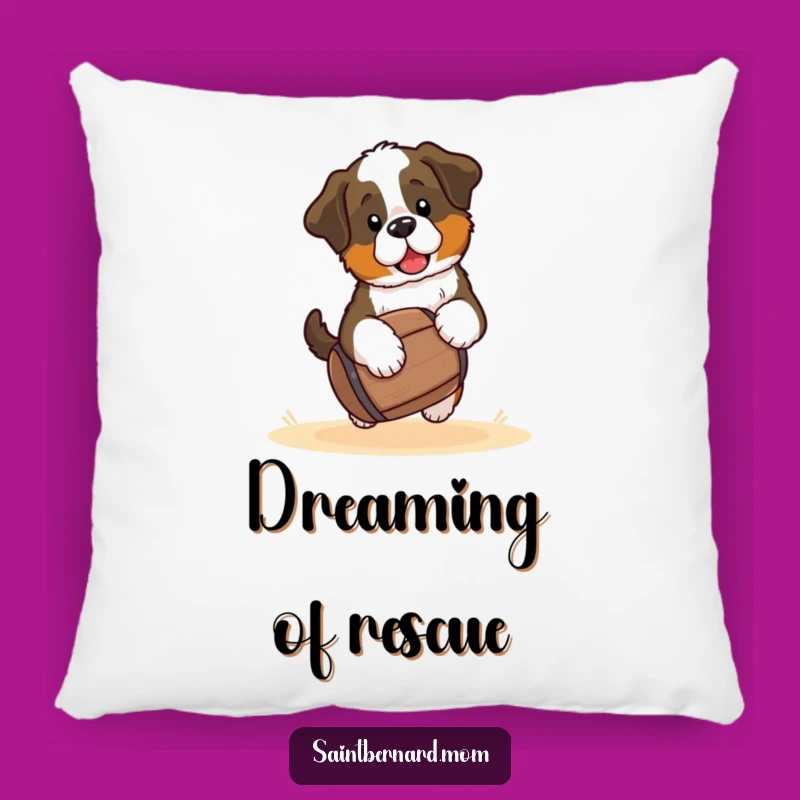 Funny Saint Bernard Puppy Pillow - Kawaii Dog Barrel Accent Pillow