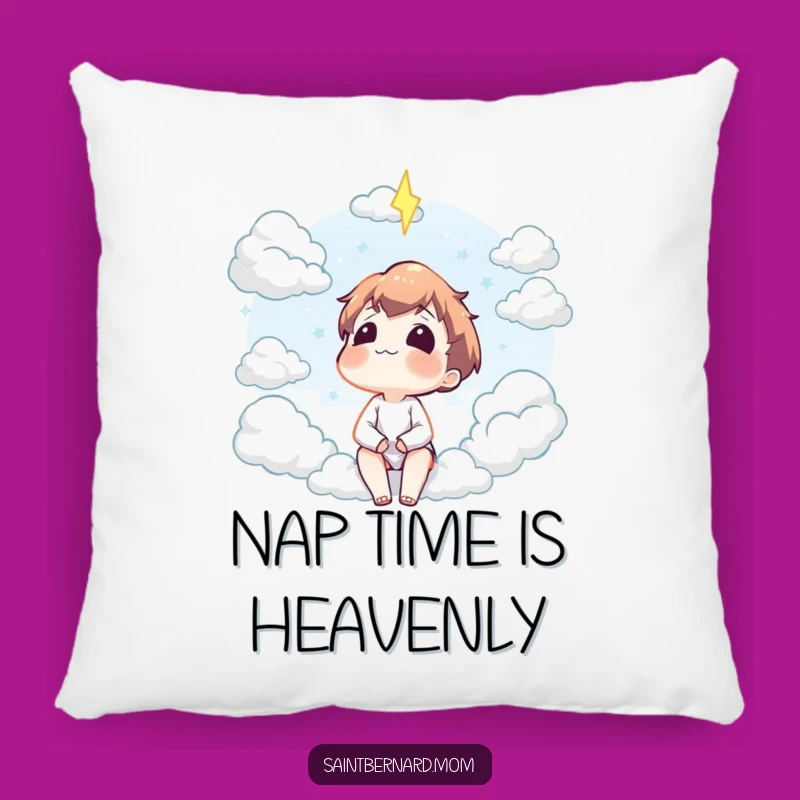 Funny Contented Cloud Gazing Character Pillow: Soft Dreamer Cushion, Adorable Funny Gift