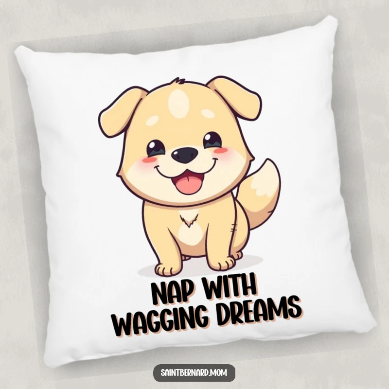 Funny Pillow: A massive dog with a super friendly face and a vigorously wagging tail, bringing comfort and humor to any room.