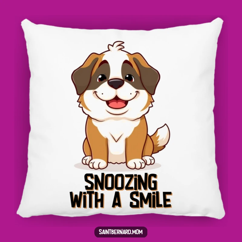 Funny Saint Bernard Lady Pillow: Soft Goofy Grin, Cozy Comfort Gift