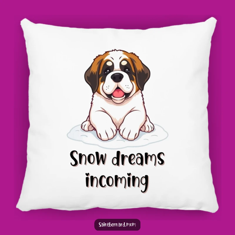 Cozy Funny Saint Bernard Snow Paws Pillow: Soft Winter Decor & Dog Smiles!