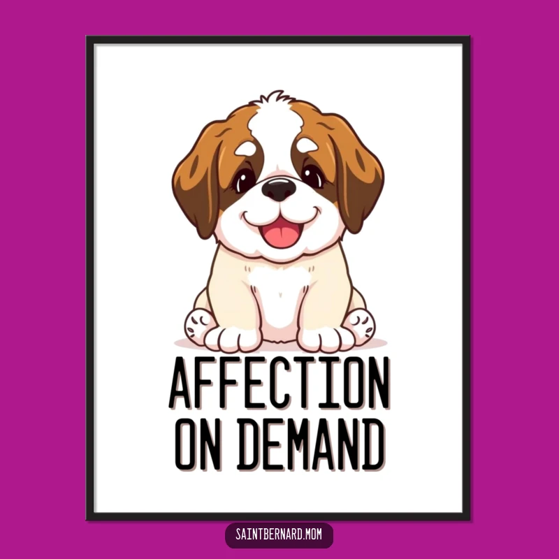 Funny Saint Bernard Puppy Nudge Digital Art Print - Dog Lover Art