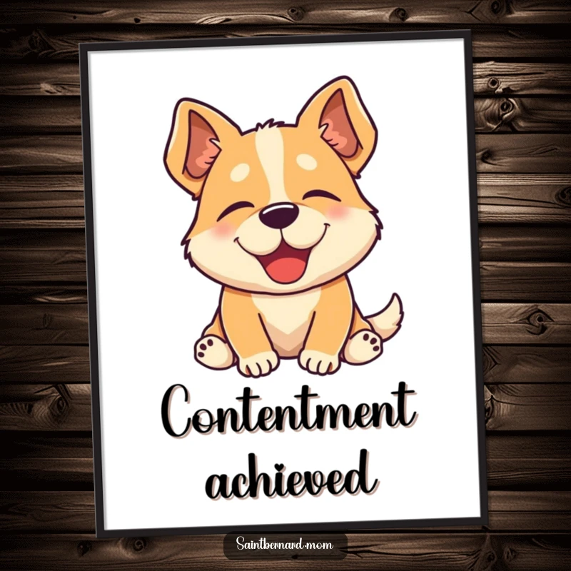 Funny digital art print of a dog sighing contently, bringing a humorous and relaxed vibe to any digital space.