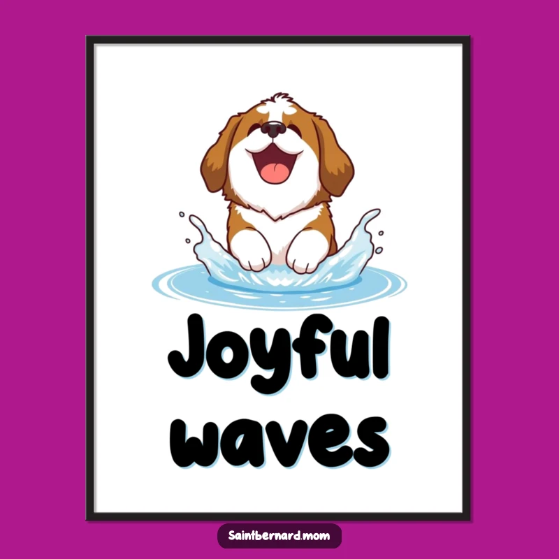 Funny Saint Bernard Digital Art: Joyful Saint Bernard Splash - Instant Funny Gift Download!