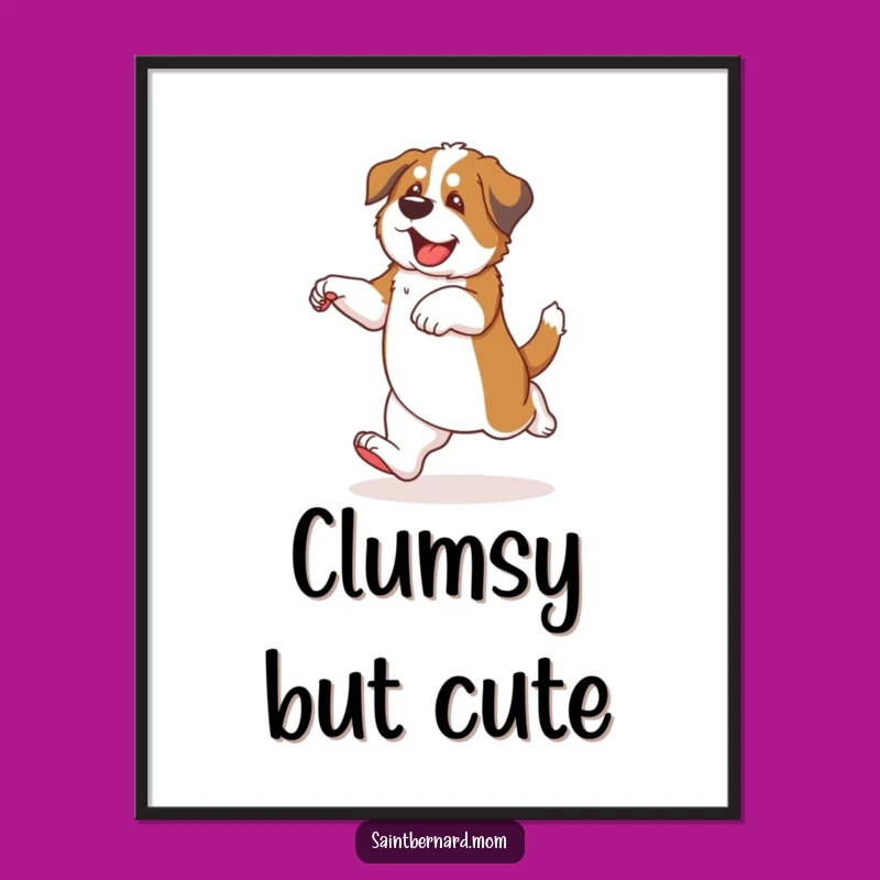 Funny Saint Bernard Puppy Dance Digital Art Print - Whimsical Dog Art