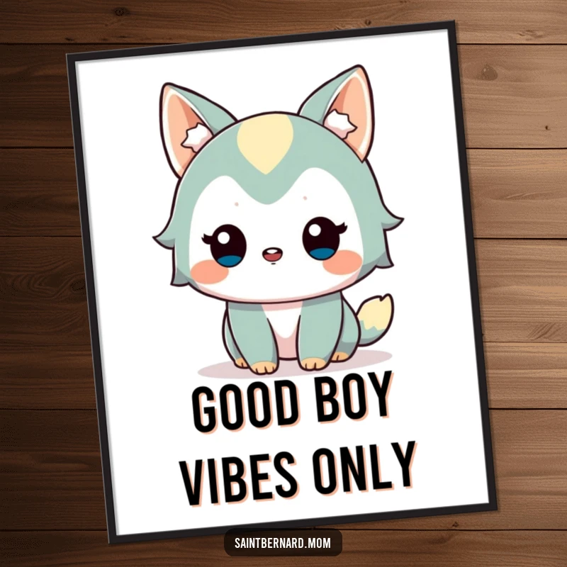 Funny Digital Art Print: An alert, friendly dog character with a gentle wag, ready to bring instant cheer and humor to any printable space, a perfect funny gift.