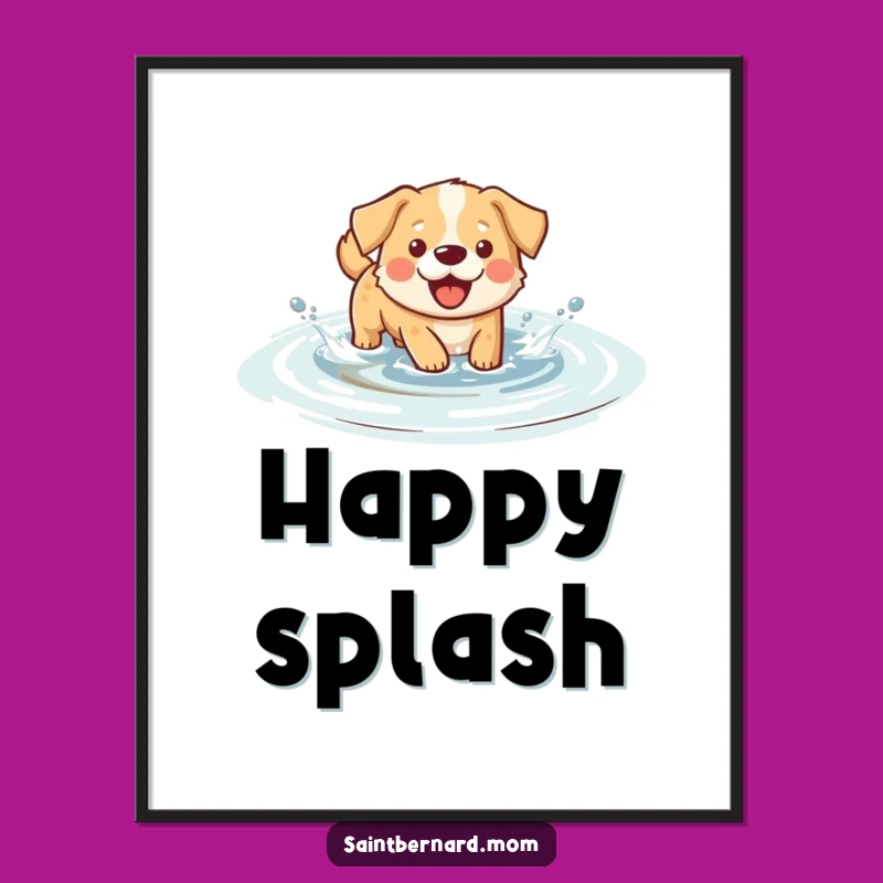 Funny Splashing Dog Digital Art: Instant Refreshing Decor, Perfect Humorous Gift Download