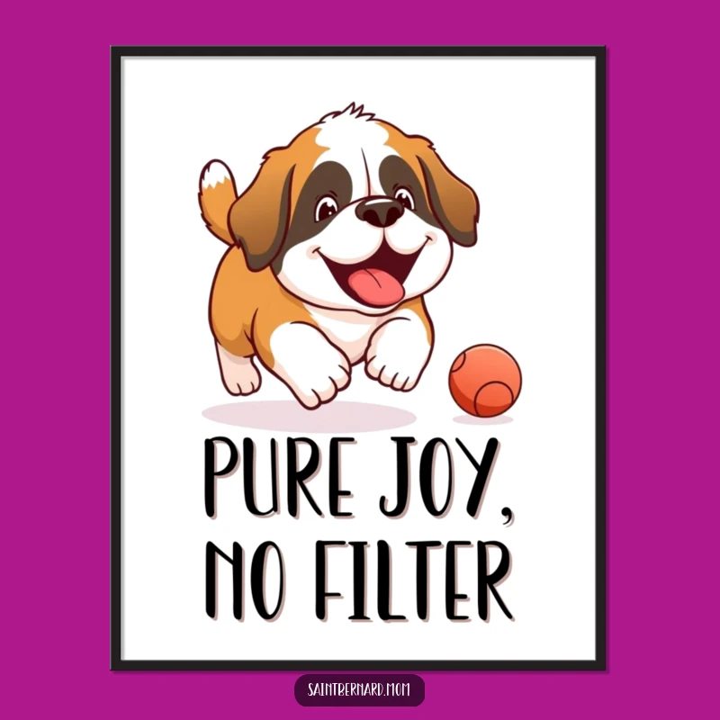 Funny Saint Bernard Joyful Ball Chase Digital Art - Instant Dog Joy