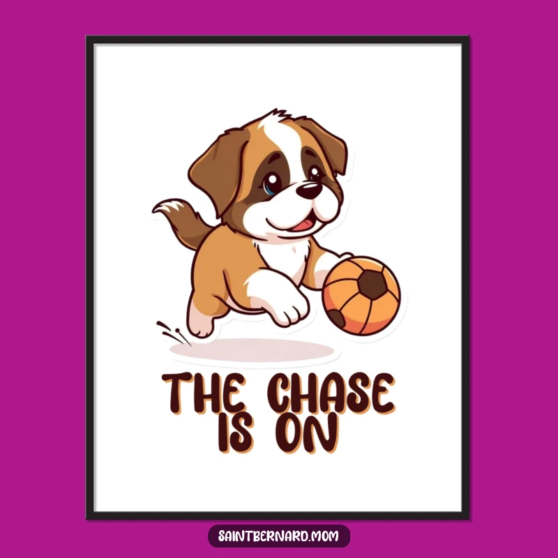 Funny Kawaii Saint Bernard Digital Art: Printable Determined Pup