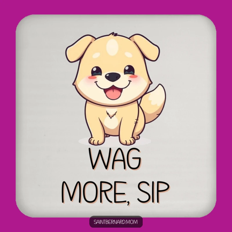 Funny Happy Dog Coaster Set: Protect Surfaces with a Wagging Tail