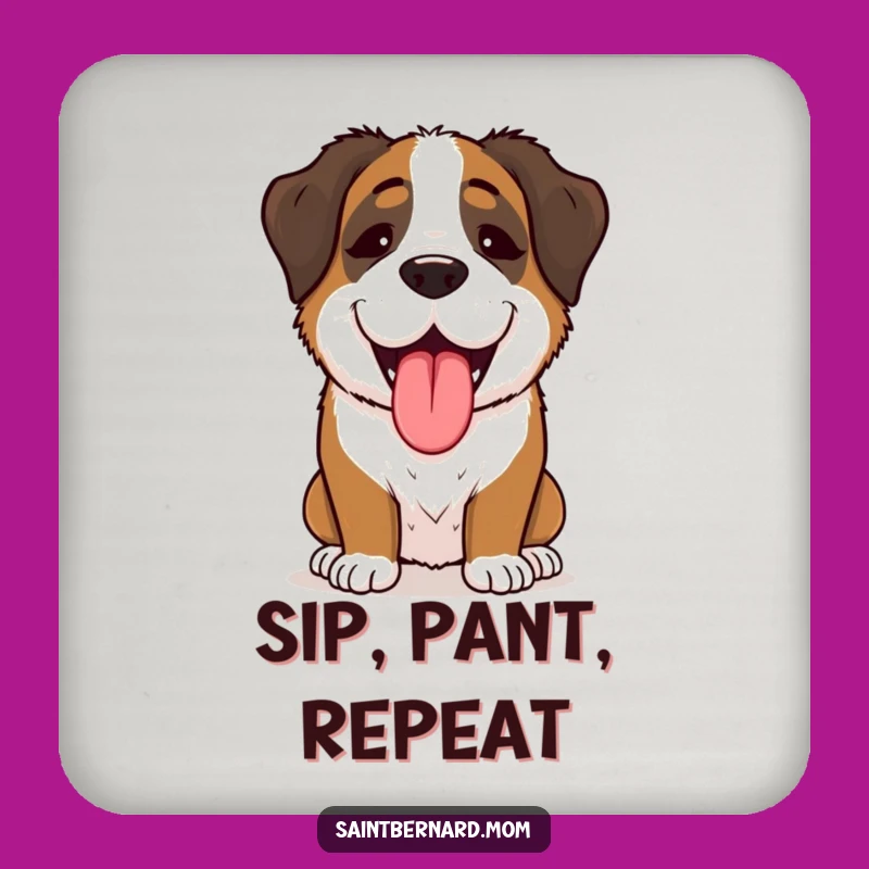 Funny Saint Bernard Lady Coaster: Joyful Panting, Happy Dog Protection