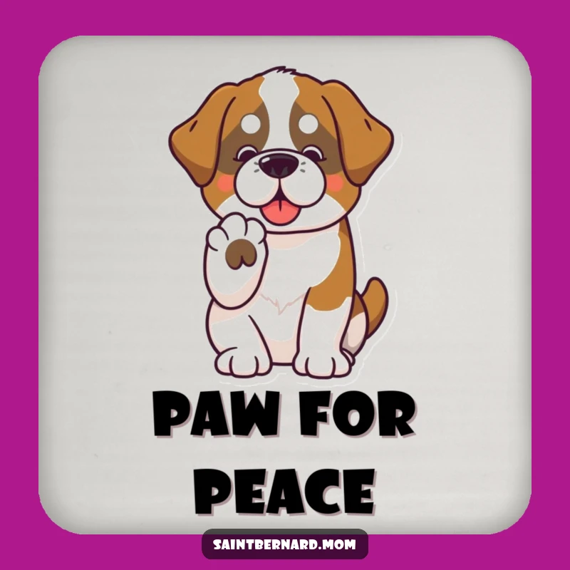 Funny Kawaii Saint Bernard Paw Coaster - Protect Surfaces with Friendship