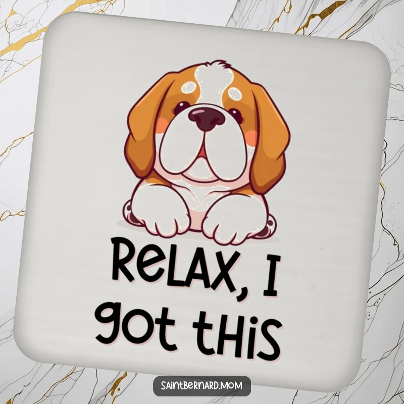 Funny Kawaii Saint Bernard dog coaster, cute pup offering a soft nuzzle, protecting surfaces with warmth.