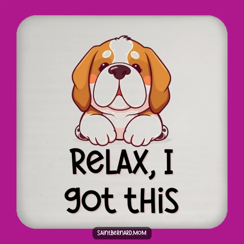 Funny Kawaii Saint Bernard Dog Coaster: Comfort Nuzzle Drink Gift!
