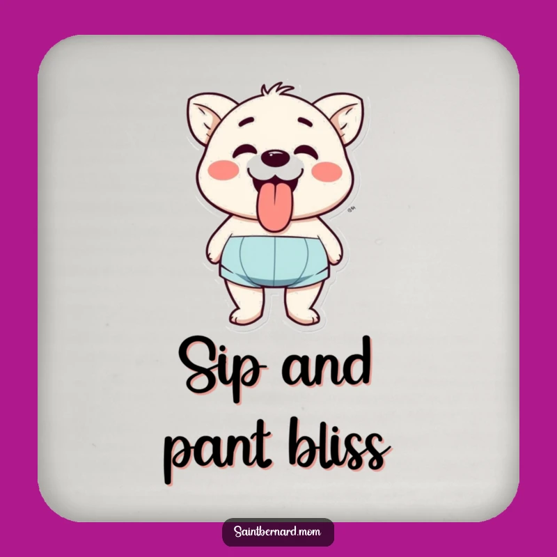 Funny Happy Panting Character Drink Coaster: Protect Surface Tongue Out, Unique Funny Gift