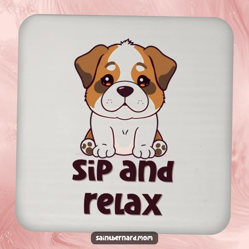 Funny Saint Bernard dog coaster with a calm, reassuring presence, a humorous and protective home accessory.