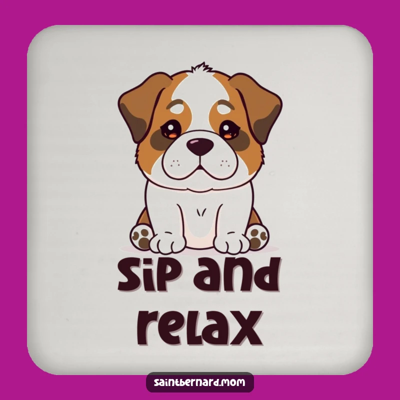 Funny Calm Saint Bernard Coaster: Protect Surfaces with Peace!