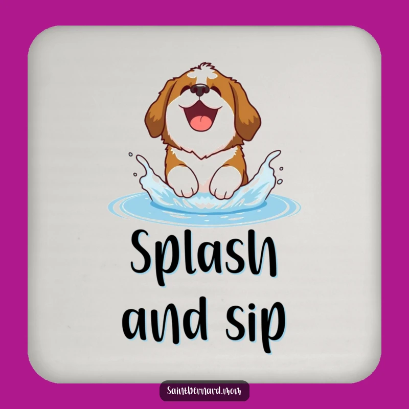 Funny Saint Bernard Coaster Set: Splashy Saint Bernard Fun - Chic Funny Gift!