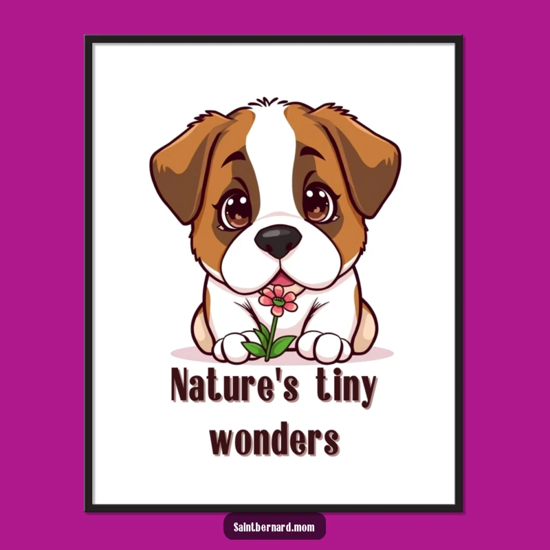 Funny Kawaii Saint Bernard Poster: Curious Sniff Art for Nature Lovers