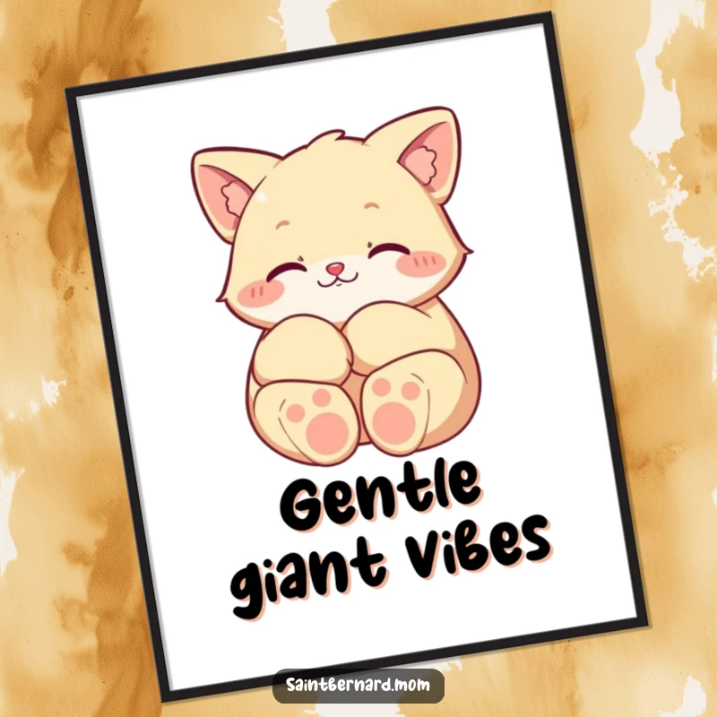 Funny poster showcasing large, soft paws curled protectively, symbolizing comfort, security, and a gentle, caring presence in any room.