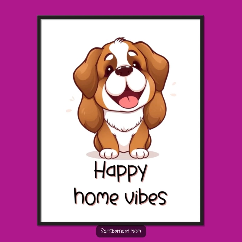 Funny Saint Bernard Lady Poster: Cheerful Barking Art, Perfect Happy Gift