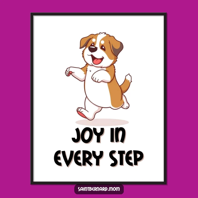 Funny Saint Bernard Puppy Dance Poster - Whimsical Dog Art Gift